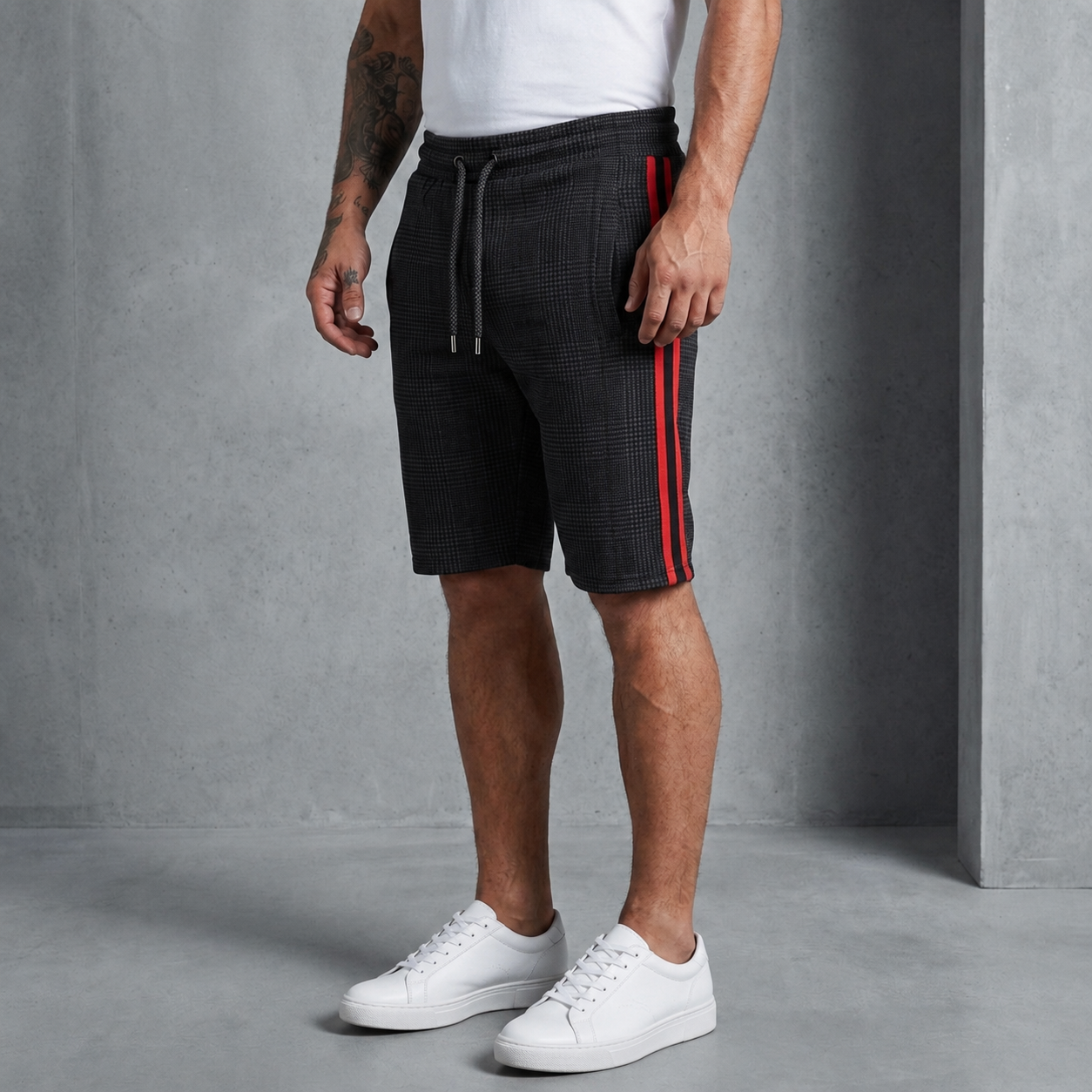 Viana Plaid Side Stripe Shorts