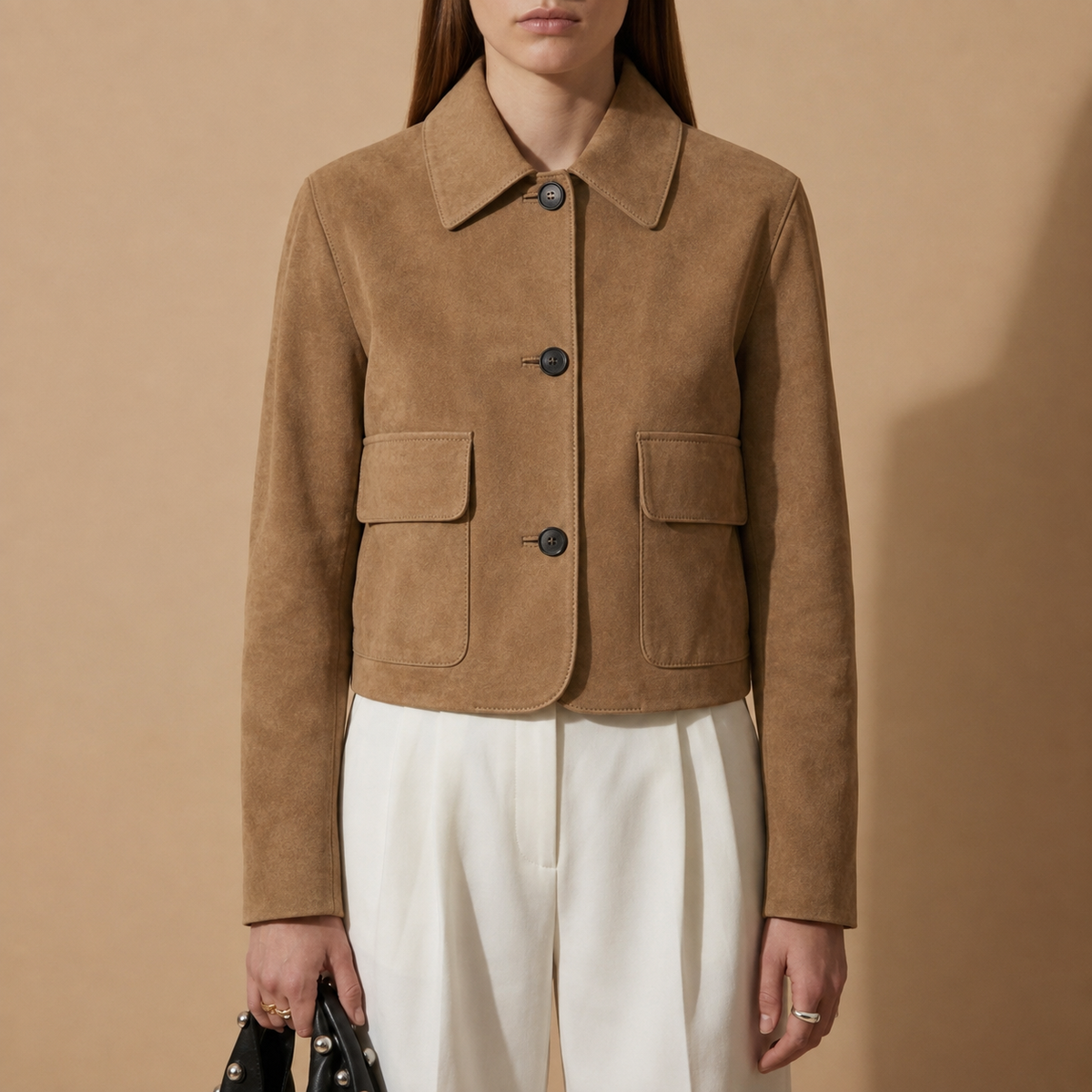 Hondarribia Cropped Suede Leather Jacket