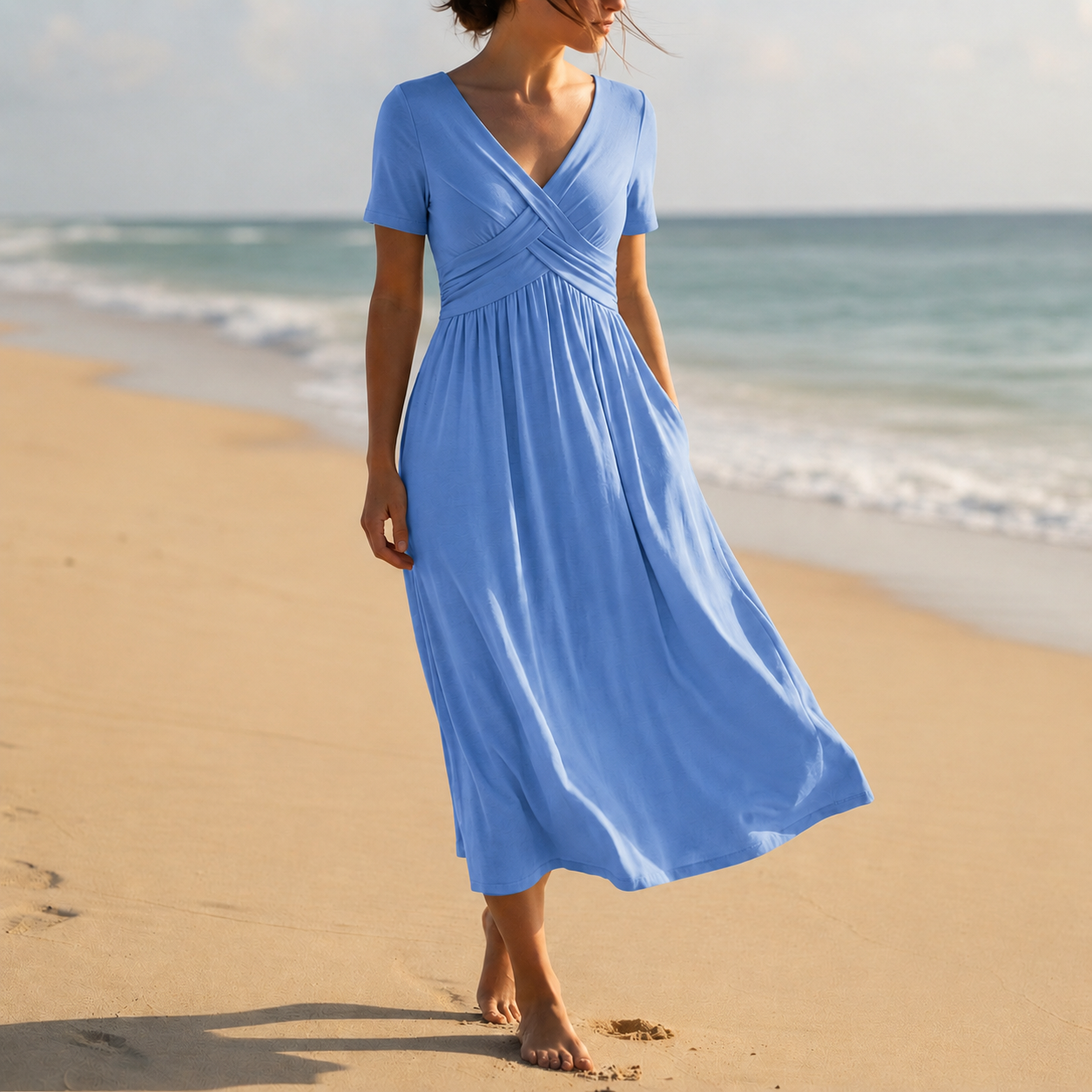 Marvao Wrap V-Neck Midi Dress