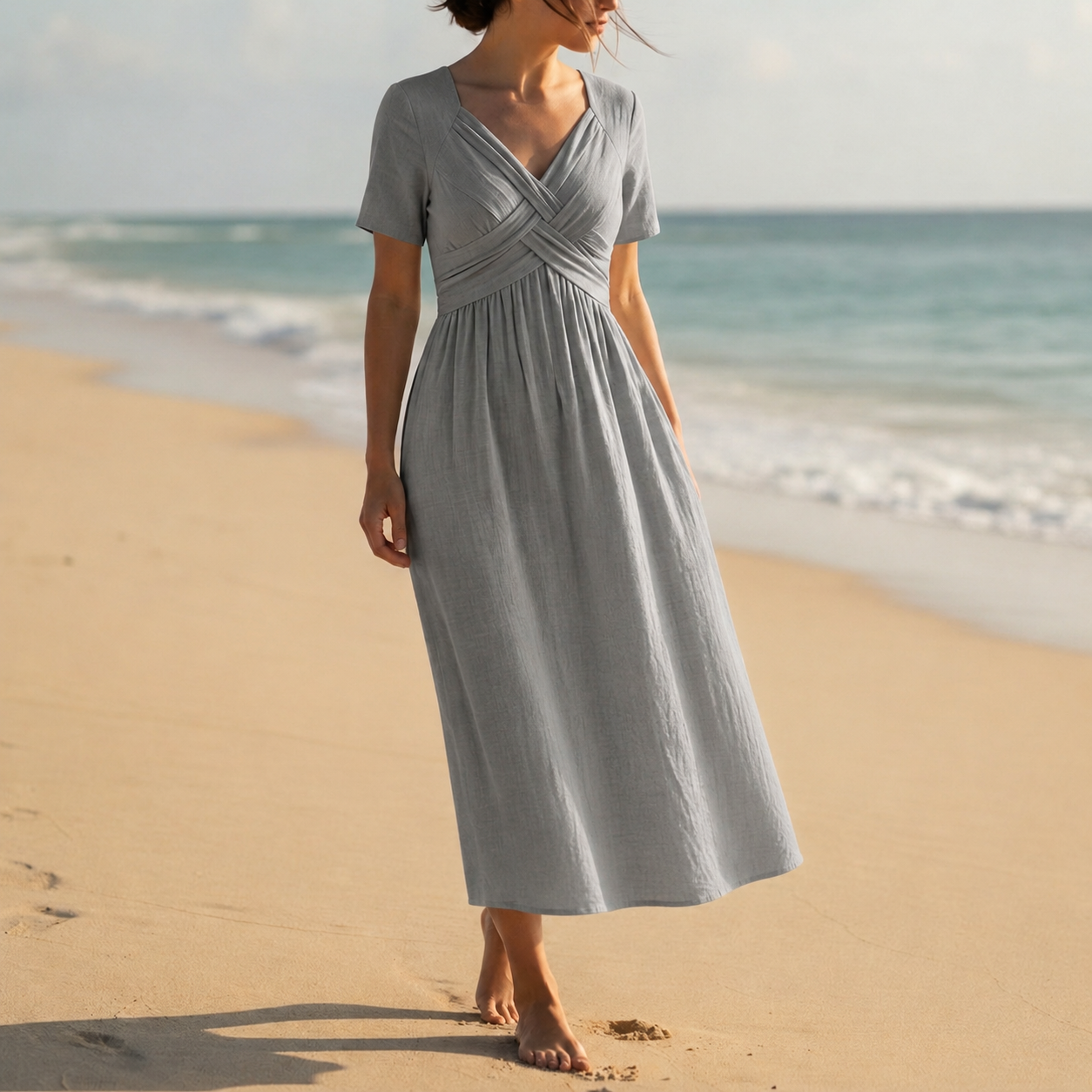 Marvao Wrap V-Neck Midi Dress