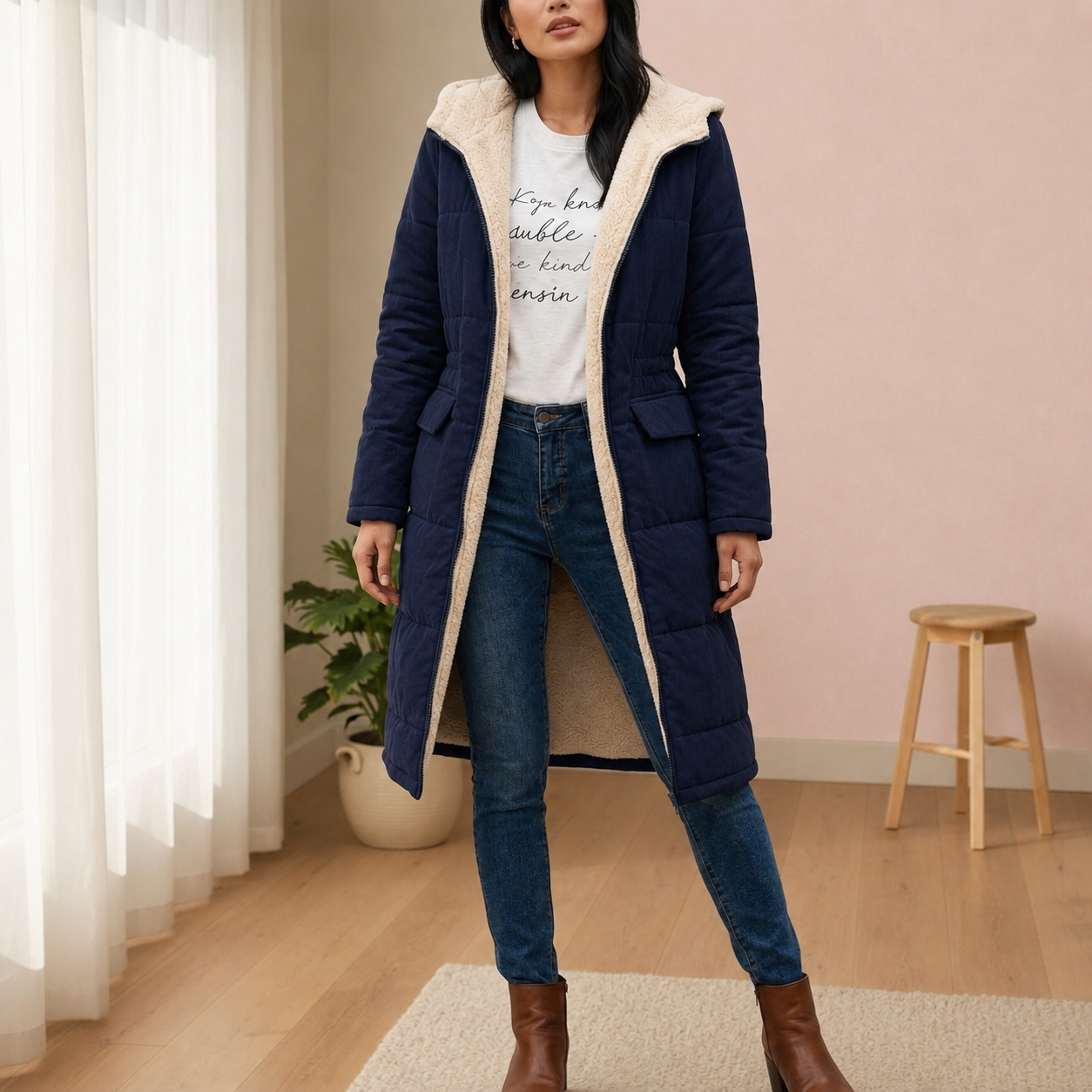 Milos Sherpa-Lined Long Puffer Coat