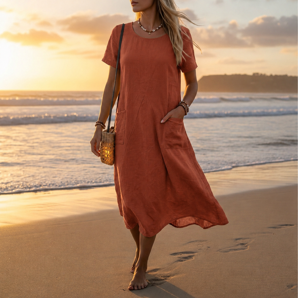Hondarribia A-Line Pocket Midi Dress