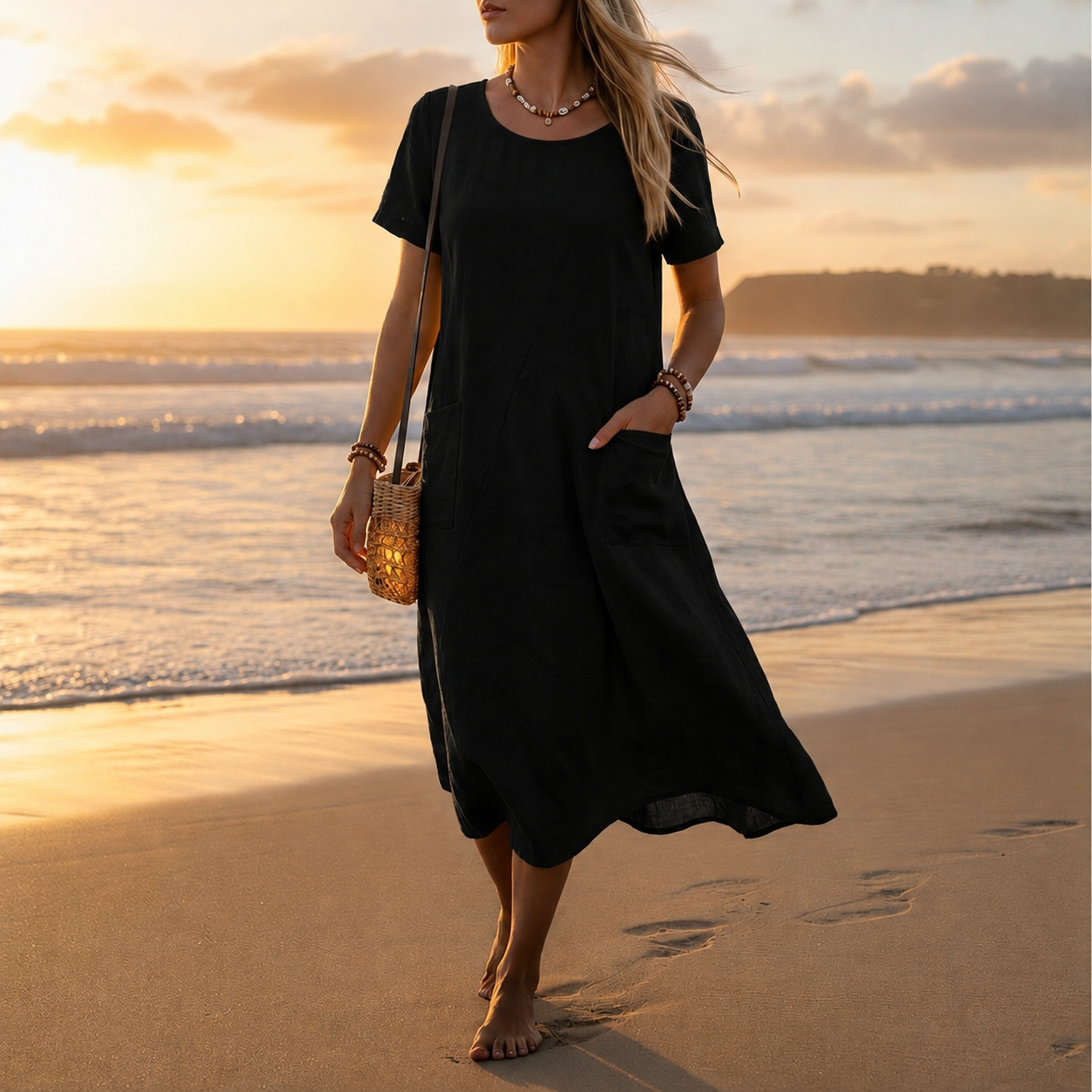 Hondarribia A-Line Pocket Midi Dress