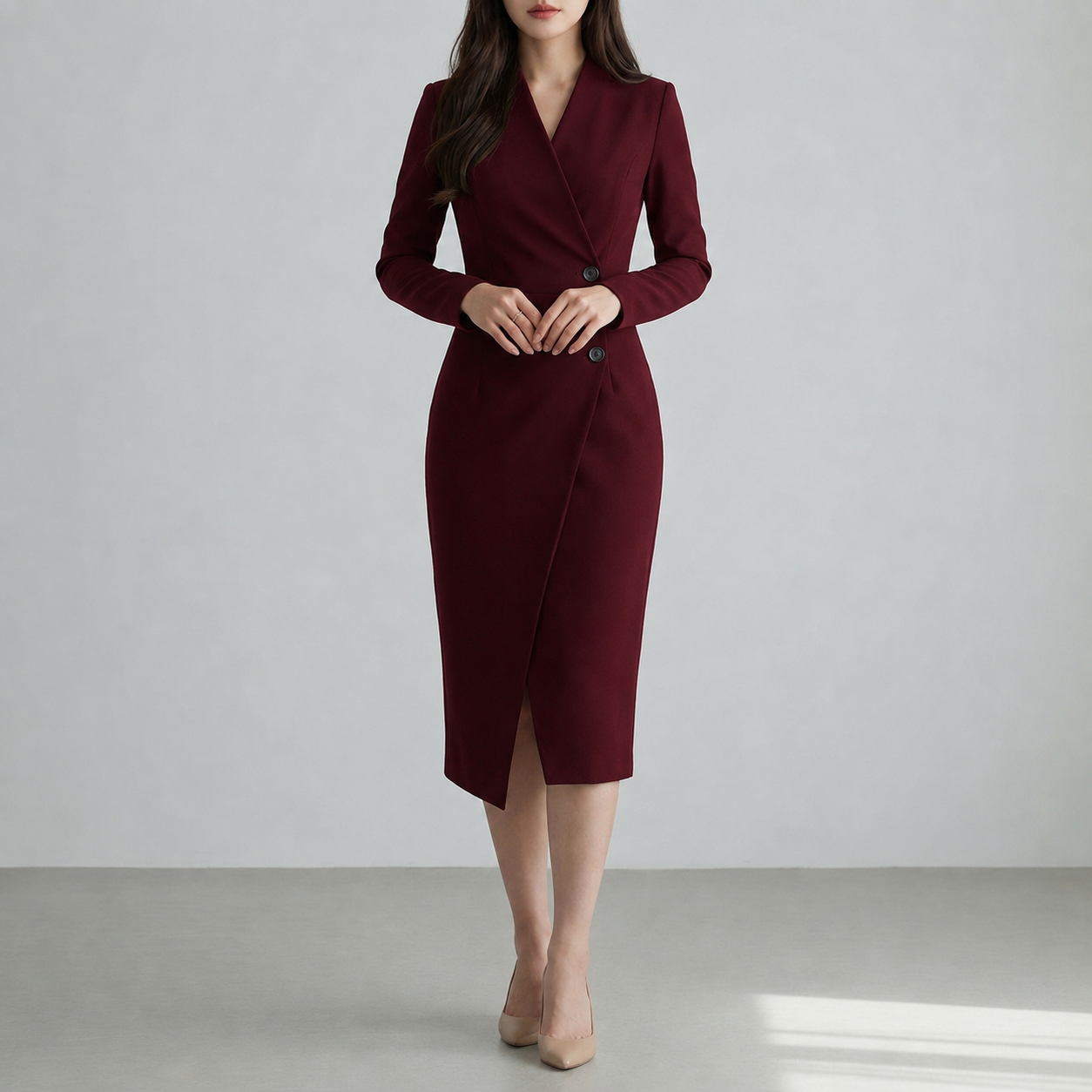 Trogir Wrap Button Midi Dress