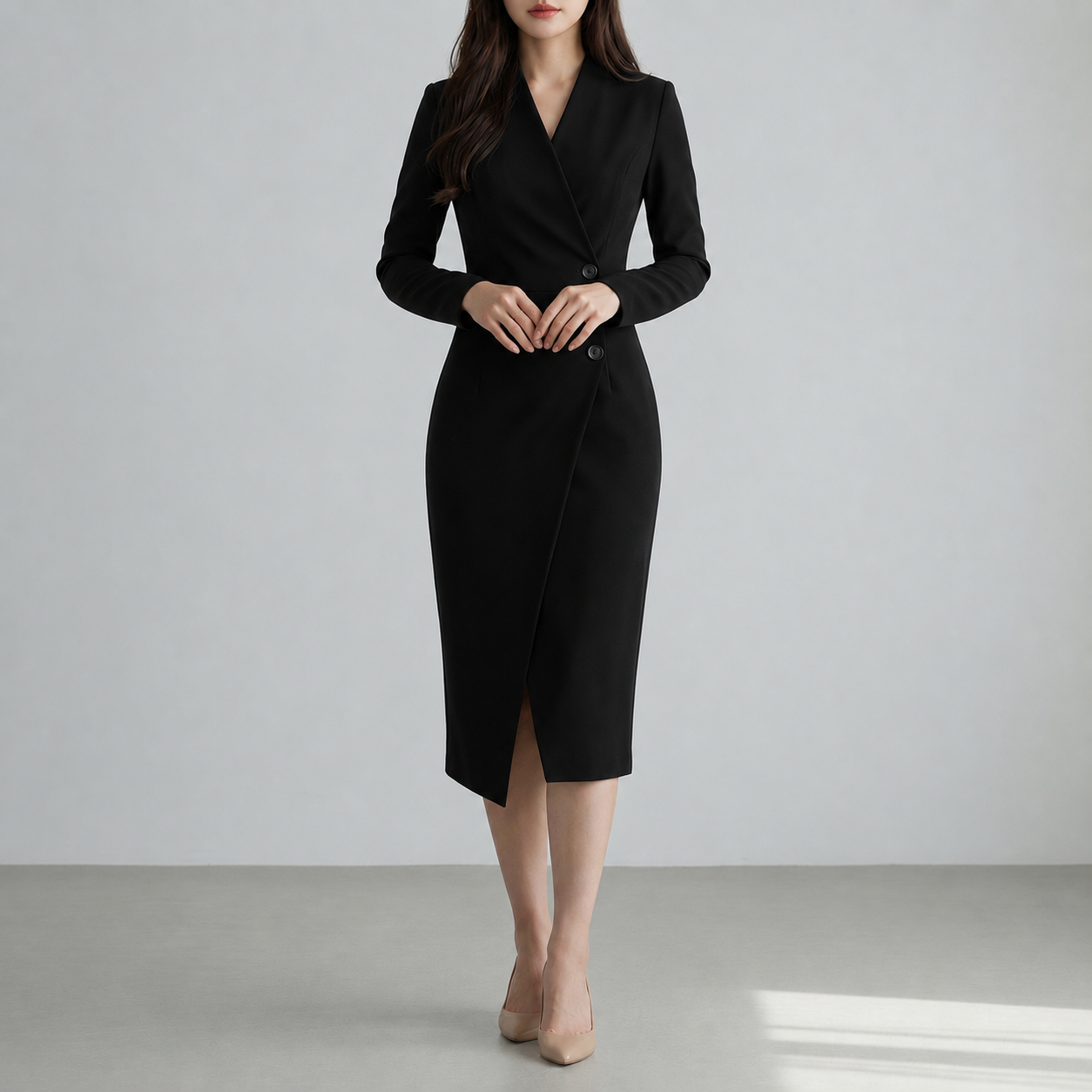 Trogir Wrap Button Midi Dress