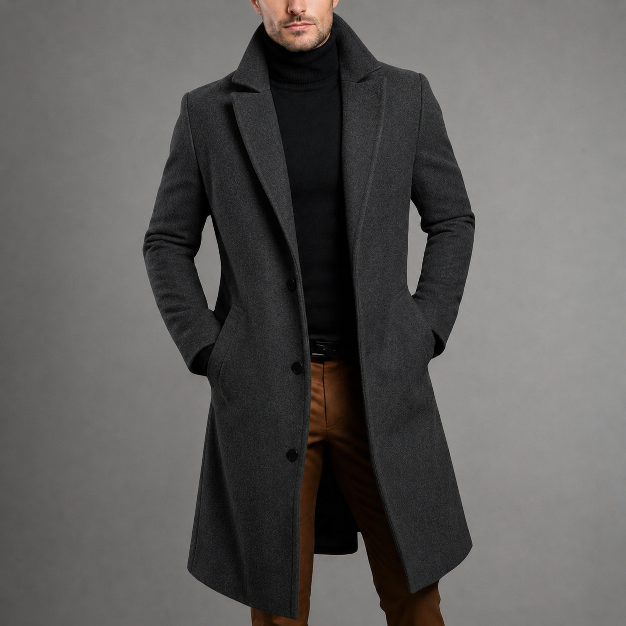 Zurich Men's Slim-Fit Long Overcoat