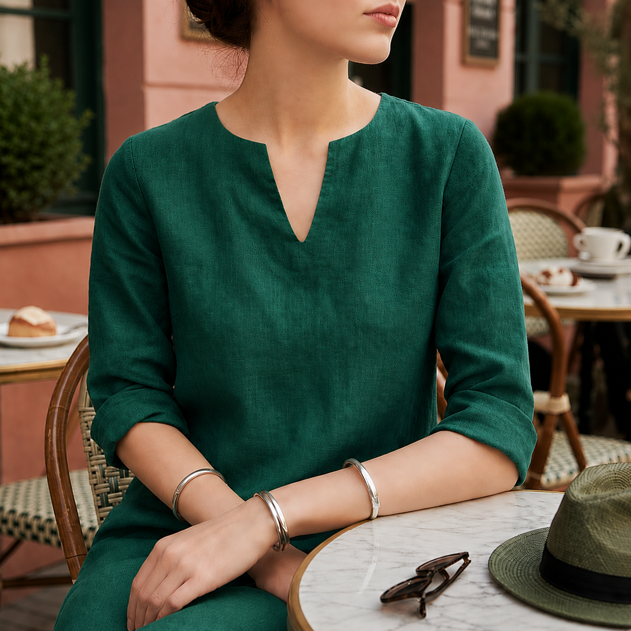 Sorrento Women's V-Neck Linen Midi Dress