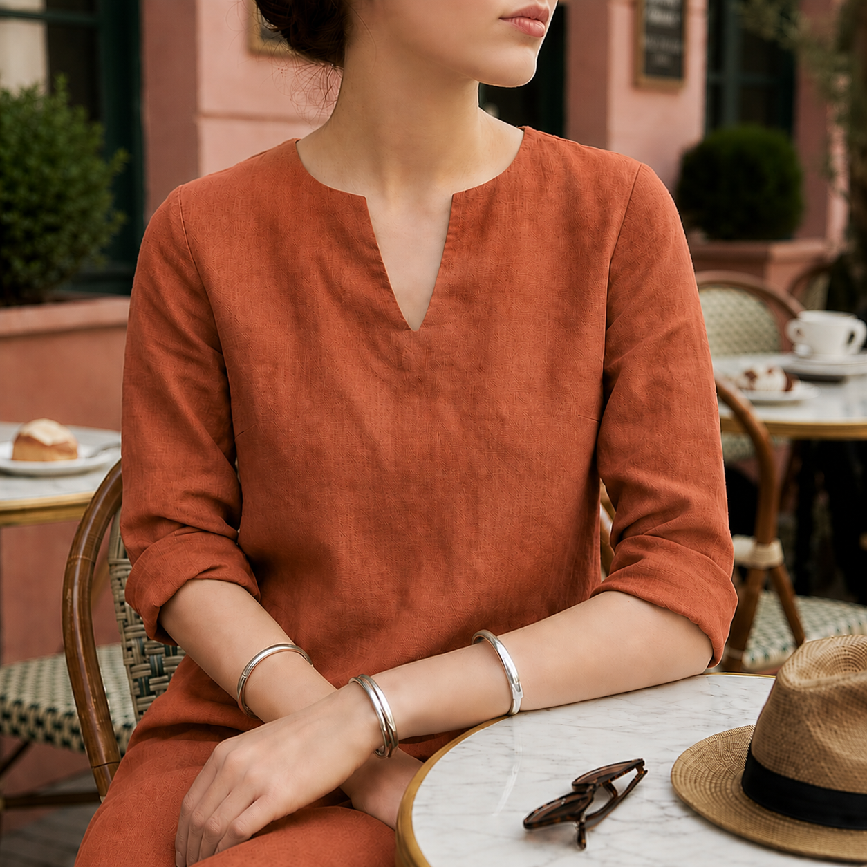 Sorrento Women's V-Neck Linen Midi Dress