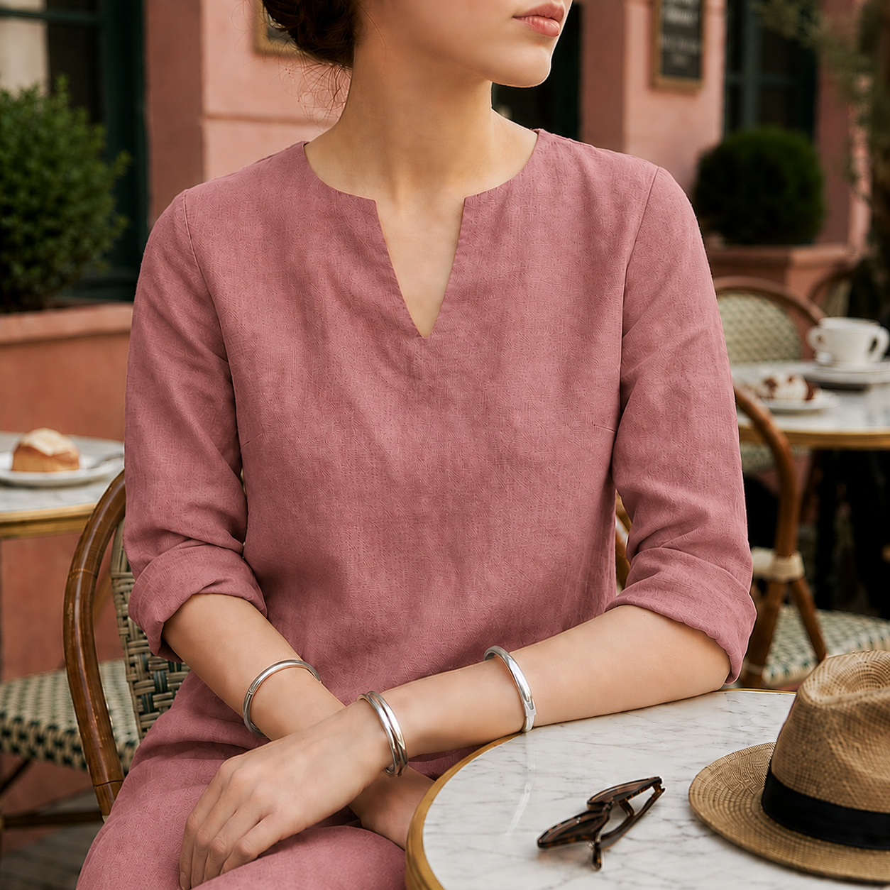 Sorrento Women's V-Neck Linen Midi Dress