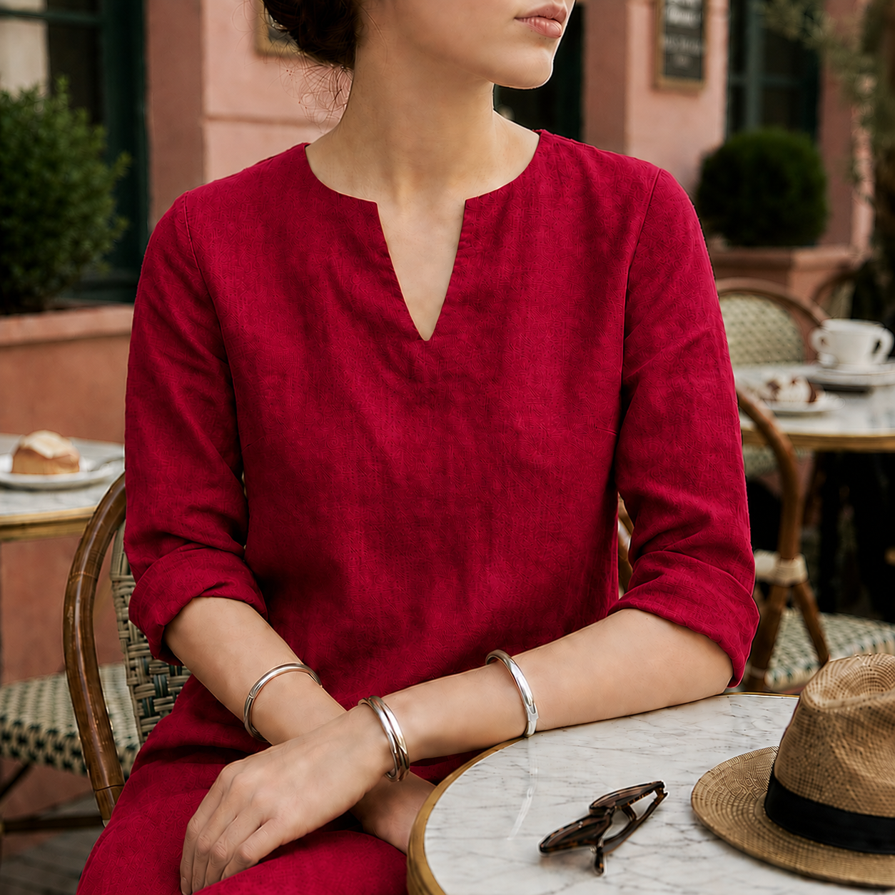 Sorrento Women's V-Neck Linen Midi Dress