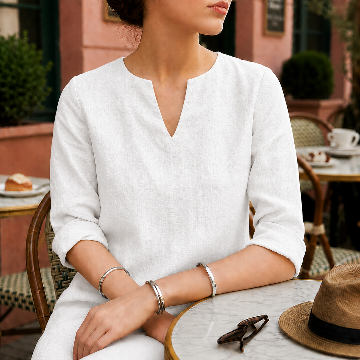 Sorrento Women's V-Neck Linen Midi Dress