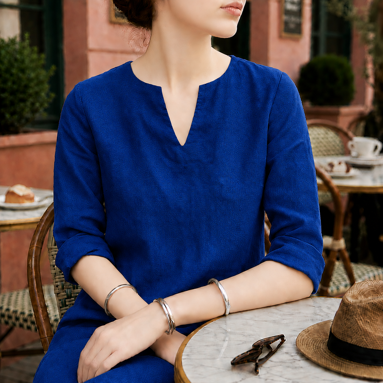 Sorrento Women's V-Neck Linen Midi Dress
