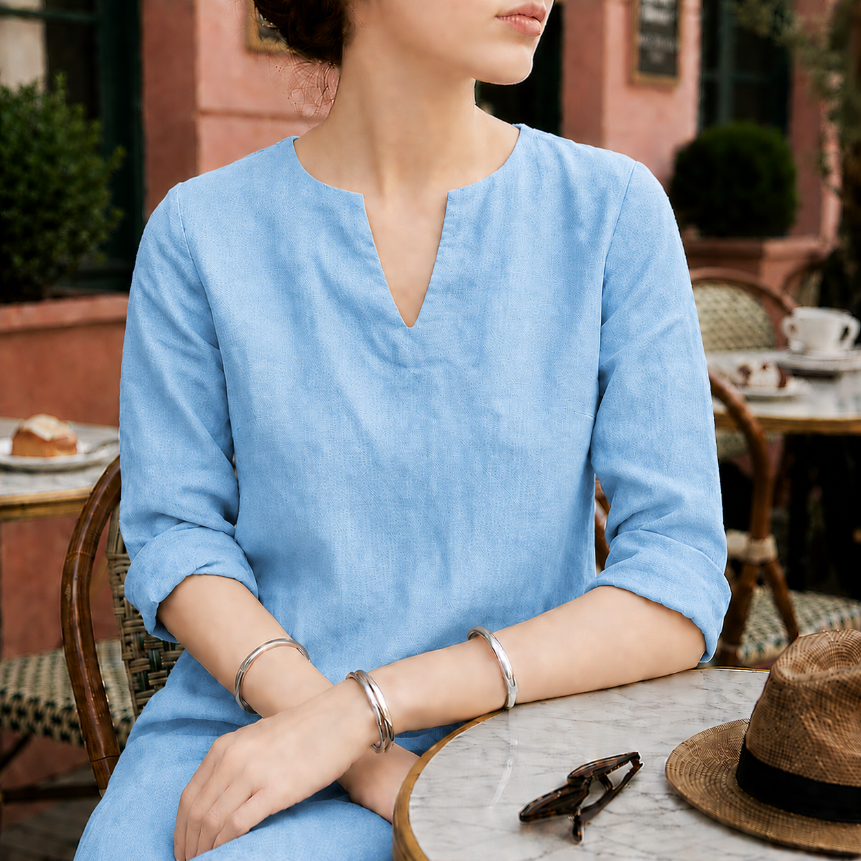 Sorrento Women's V-Neck Linen Midi Dress