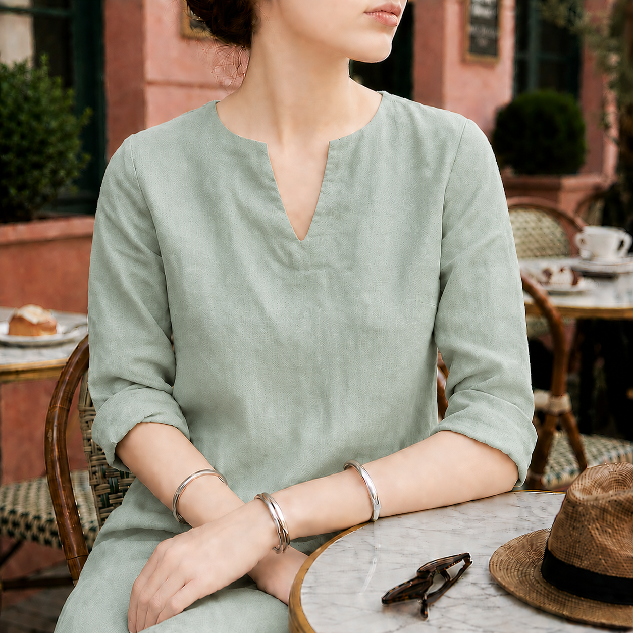 Sorrento Women's V-Neck Linen Midi Dress