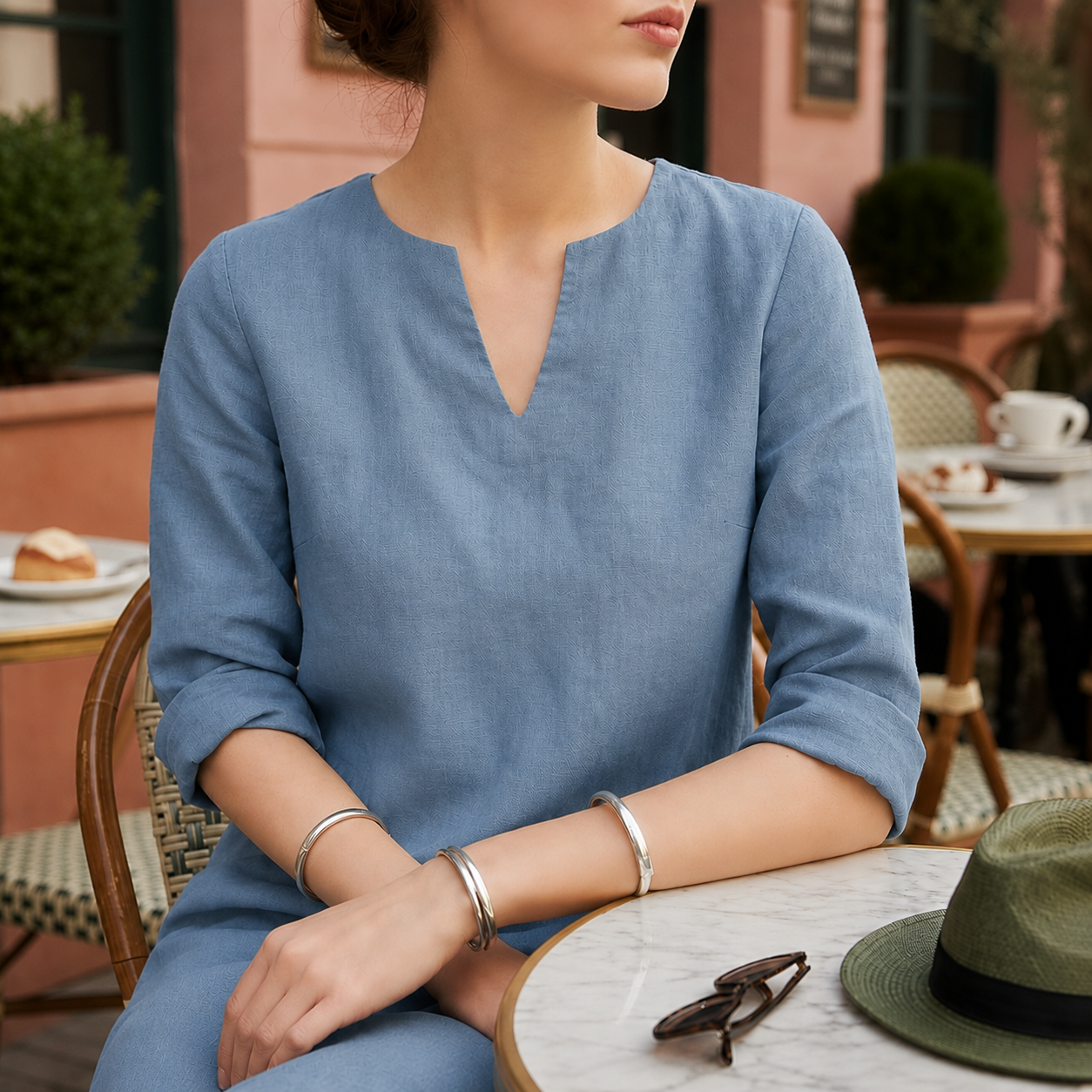Sorrento Women's V-Neck Linen Midi Dress