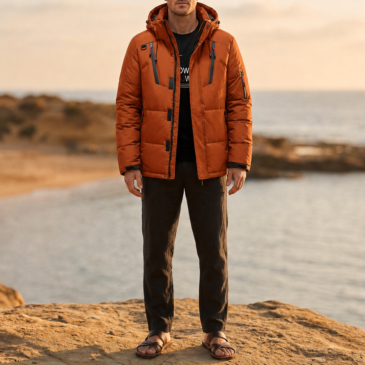Lacoste Hooded Puffer Down Jacket