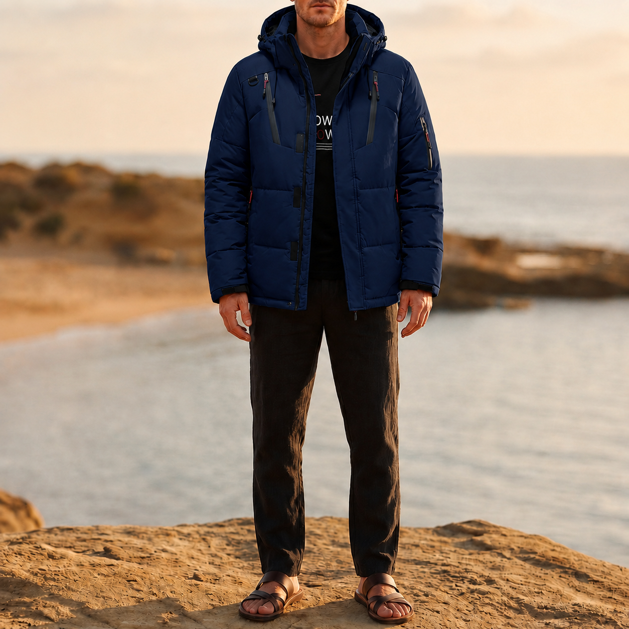 Lacoste Hooded Puffer Down Jacket