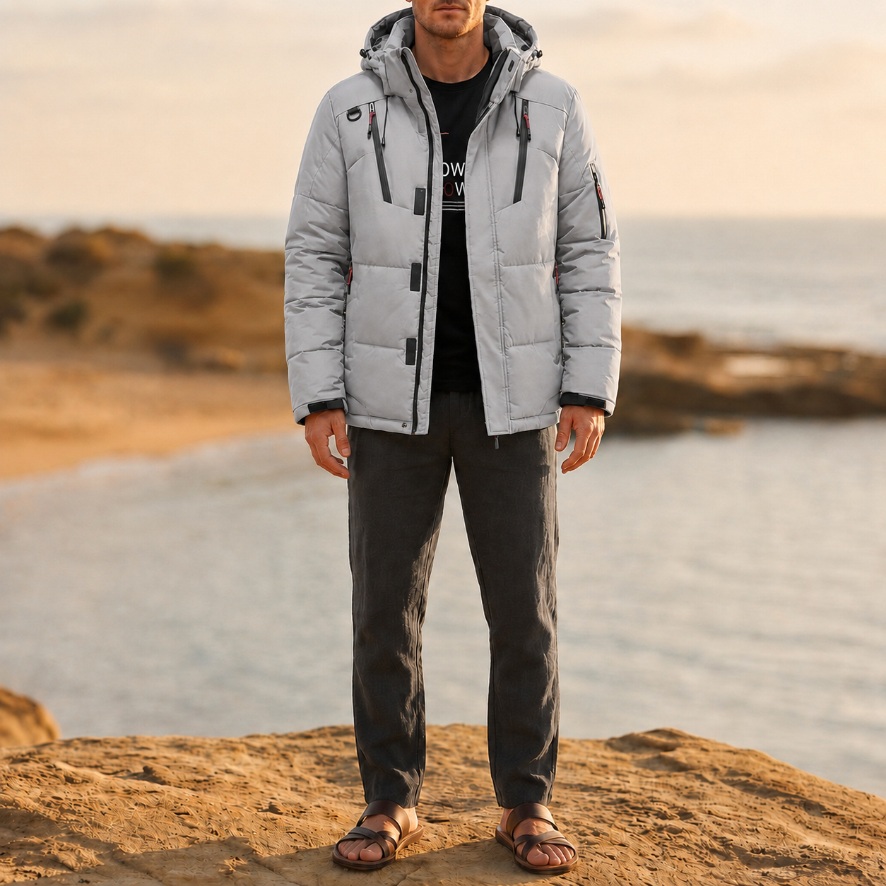 Lacoste Hooded Puffer Down Jacket