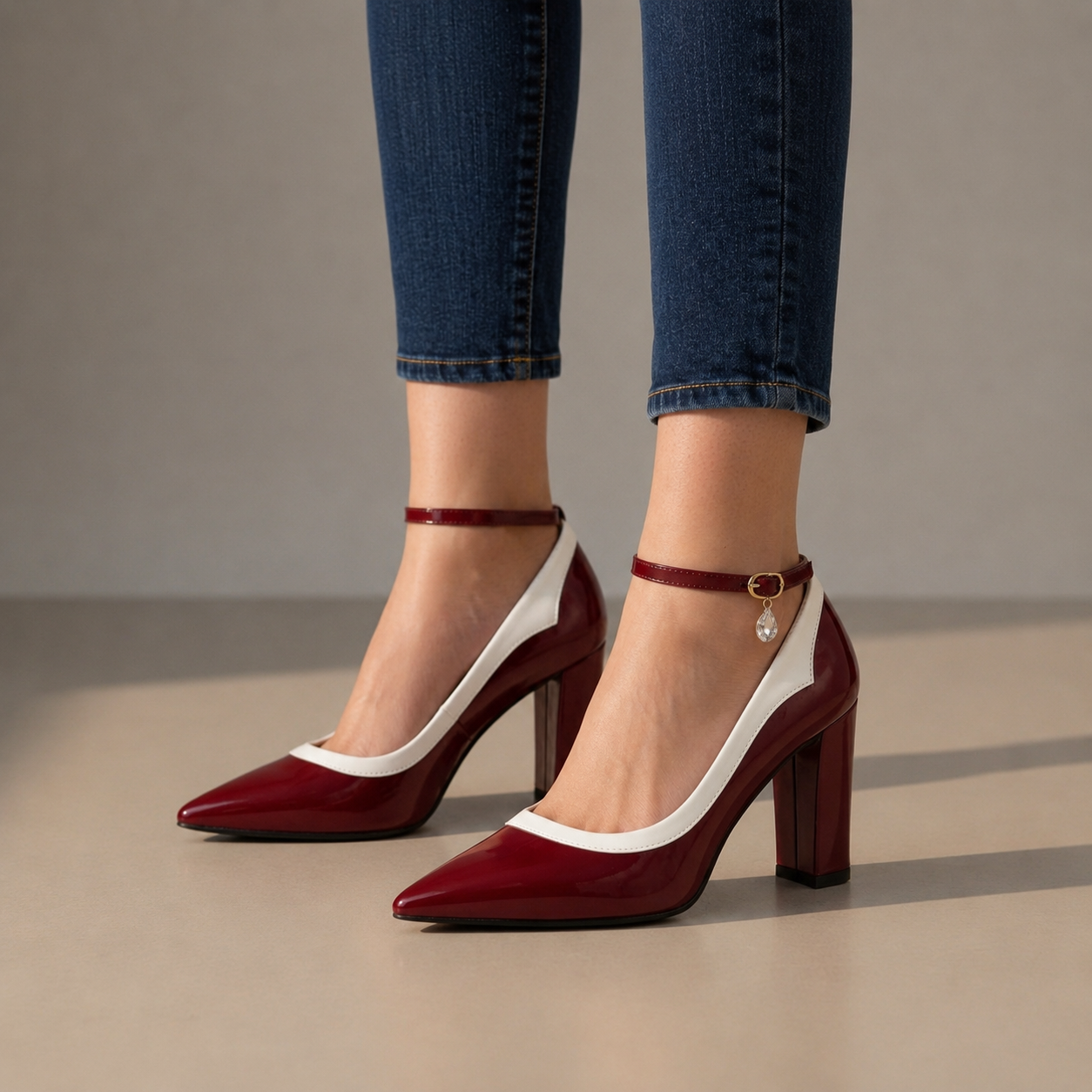 Folegandros Patent Block Heel Shoes