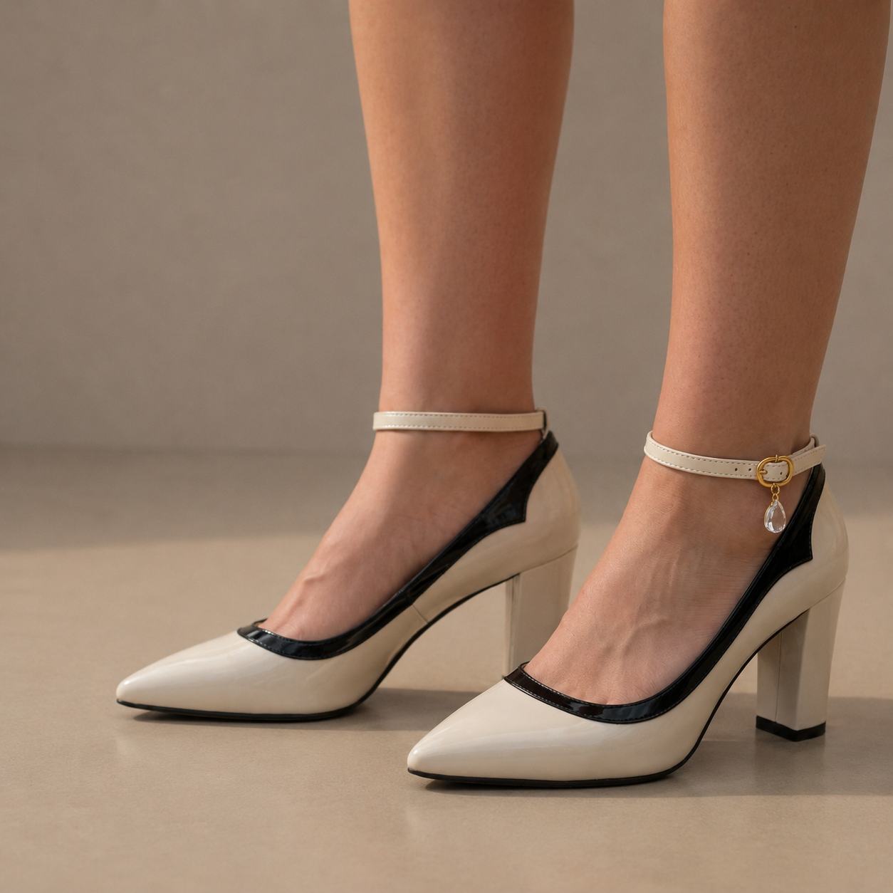 Folegandros Patent Block Heel Shoes