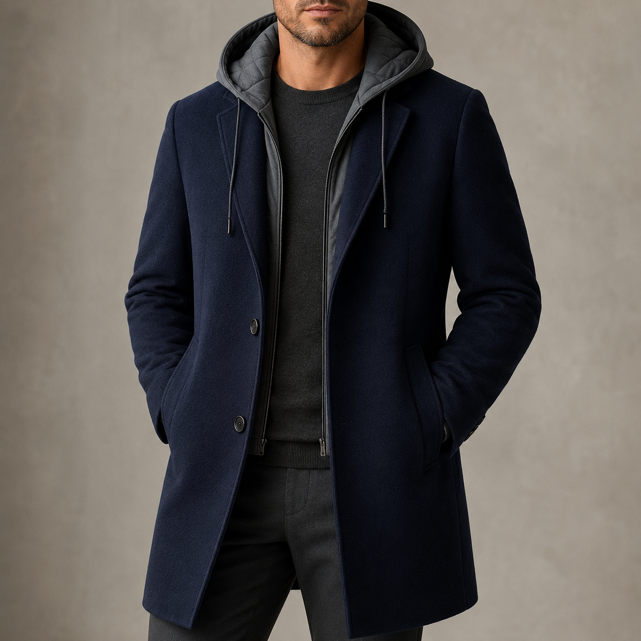 Marlowe Wool-Blend Hooded Overcoat