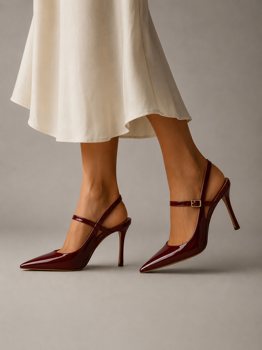 Scarlett Buckle-Strap Slingback Heels