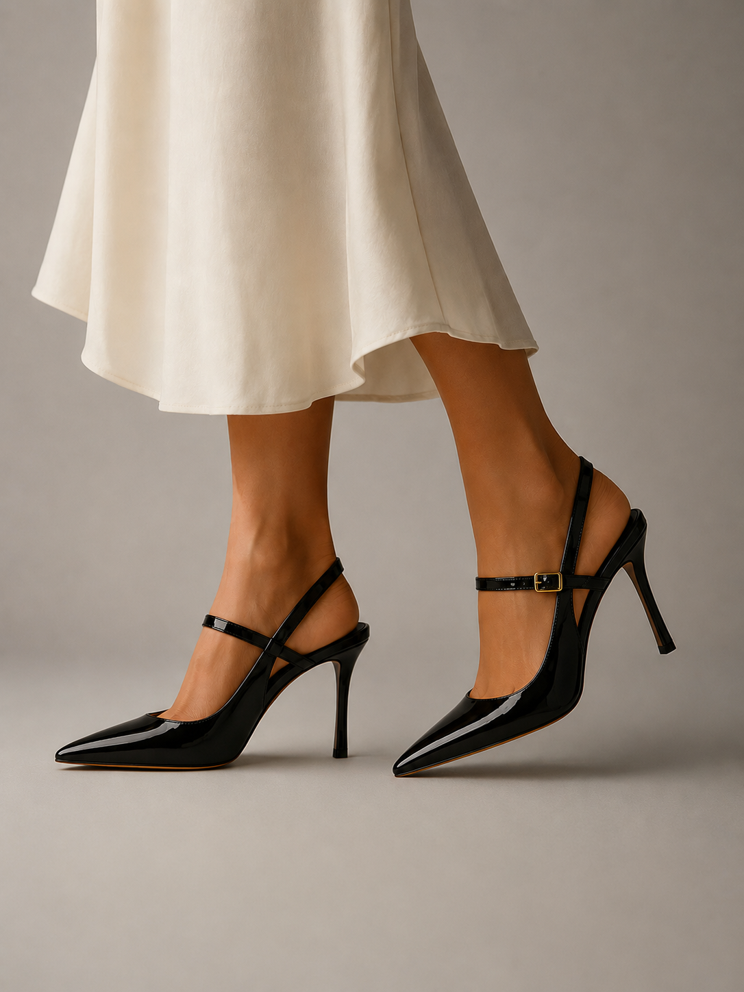 Scarlett Buckle-Strap Slingback Heels
