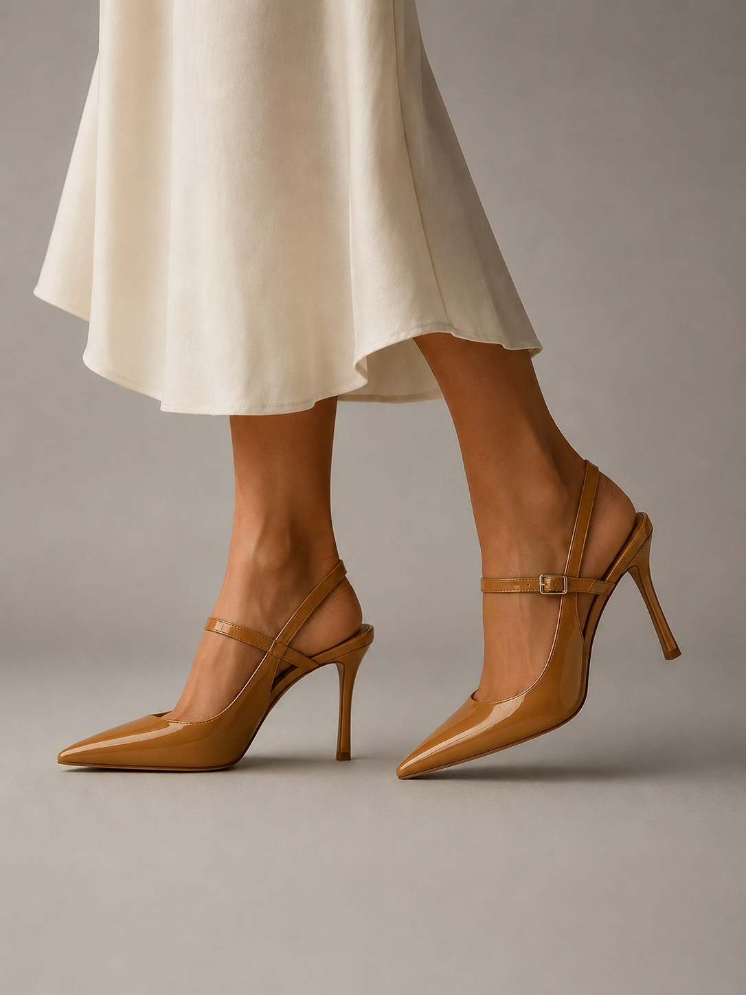 Scarlett Buckle-Strap Slingback Heels