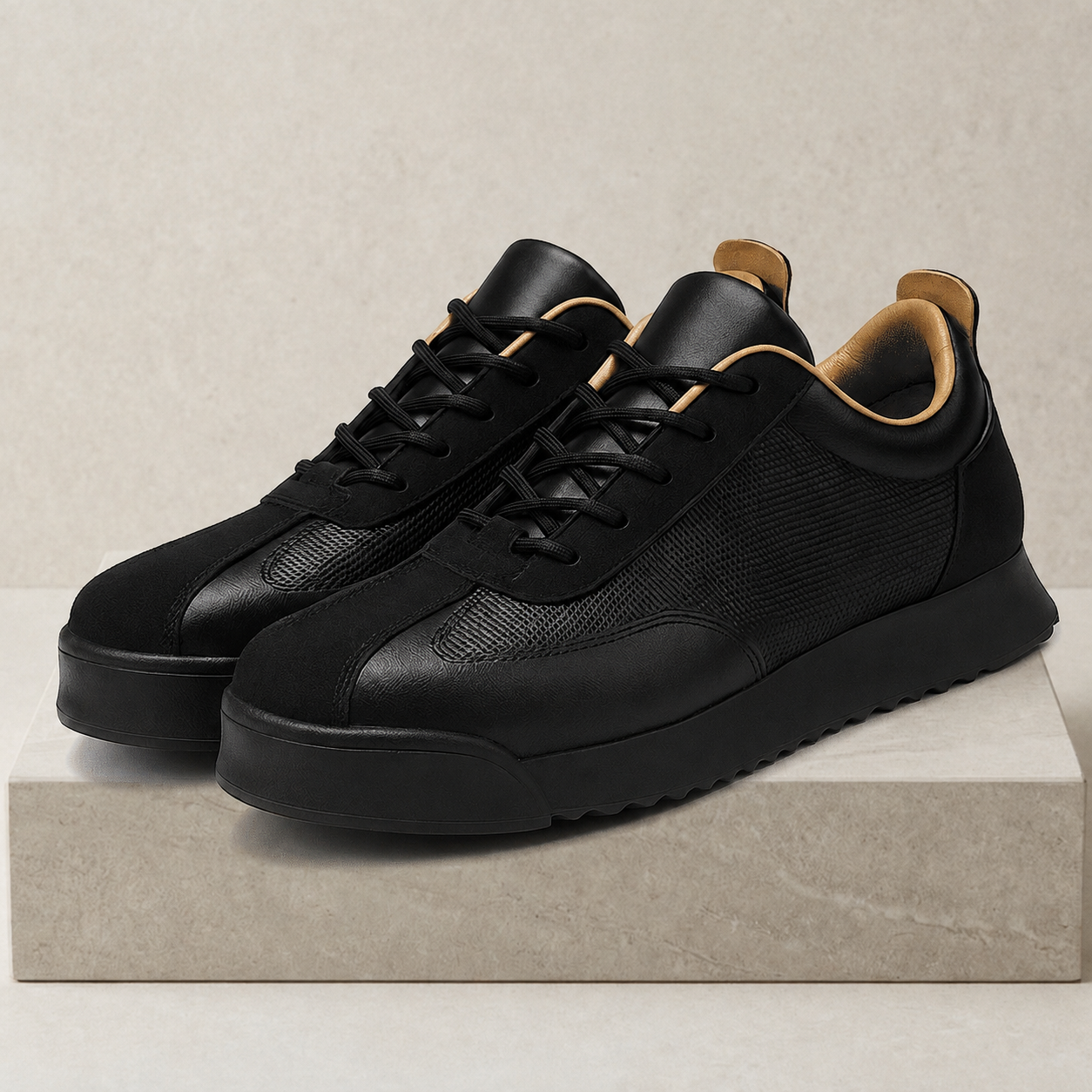 Venezia Contrast-Panel Leather Sneakers