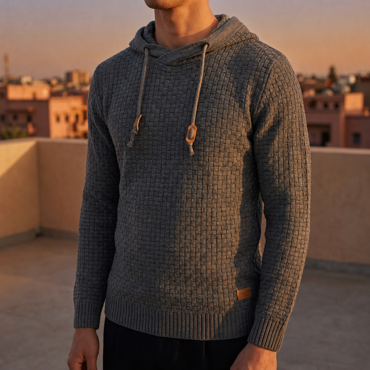Cobblestone Textured Pullover Hoodie