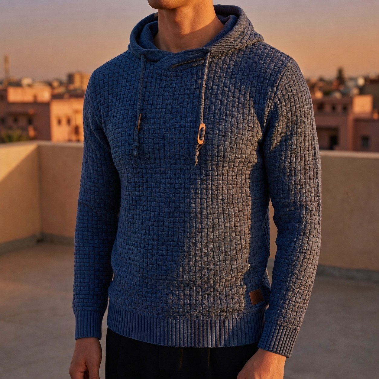 Cobblestone Textured Pullover Hoodie