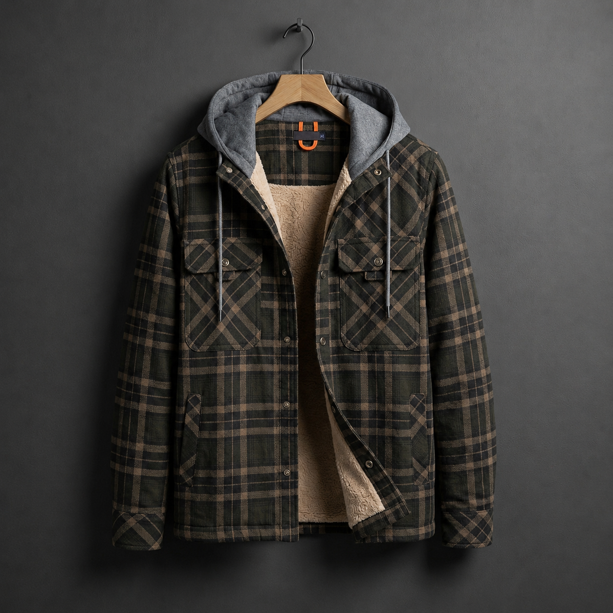 Lumberjack Hooded Fleece-Lined Shirt Jacket