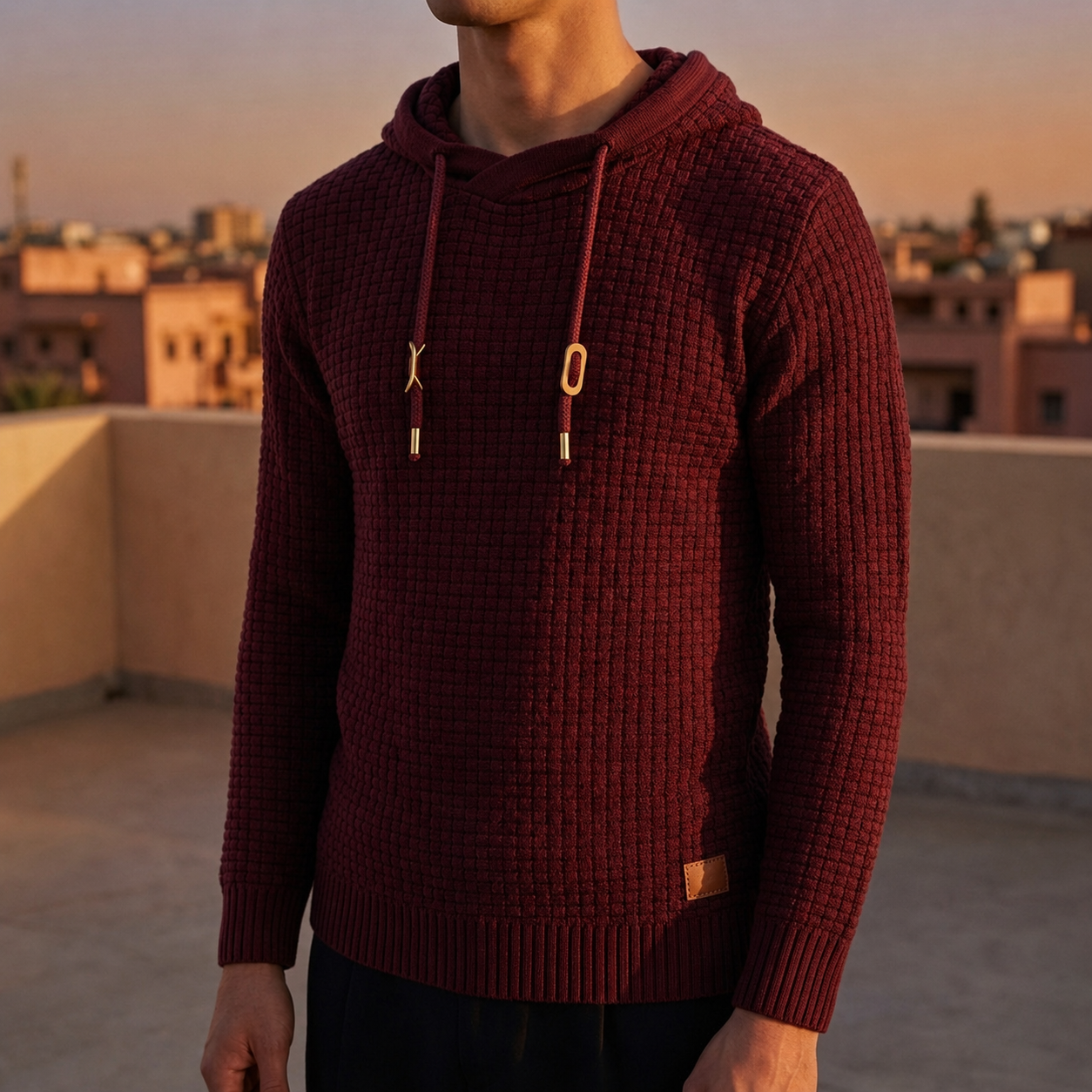 Cobblestone Textured Pullover Hoodie