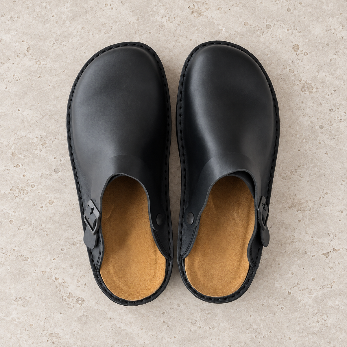 Matera Buckle Leather Clogs