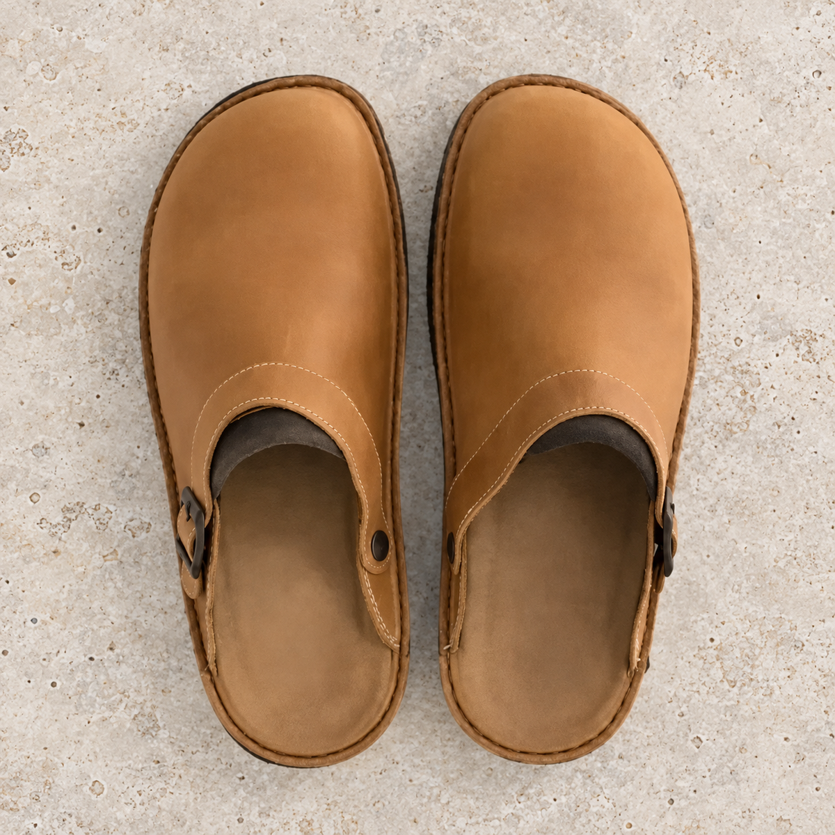 Matera Buckle Leather Clogs