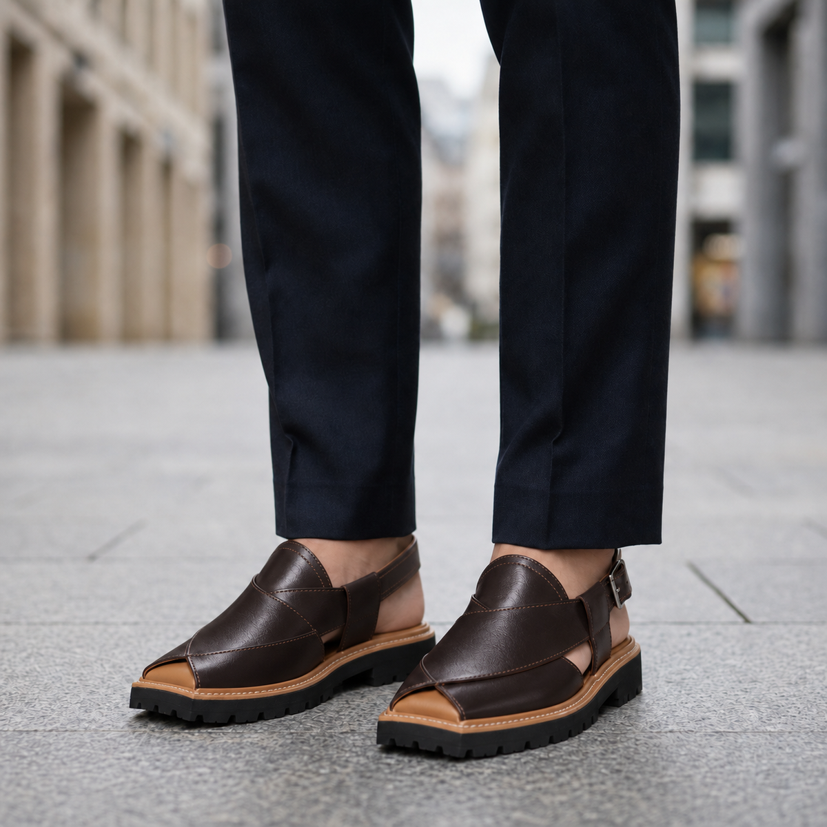 Ceret Rugged Leather Peshawari Sandals