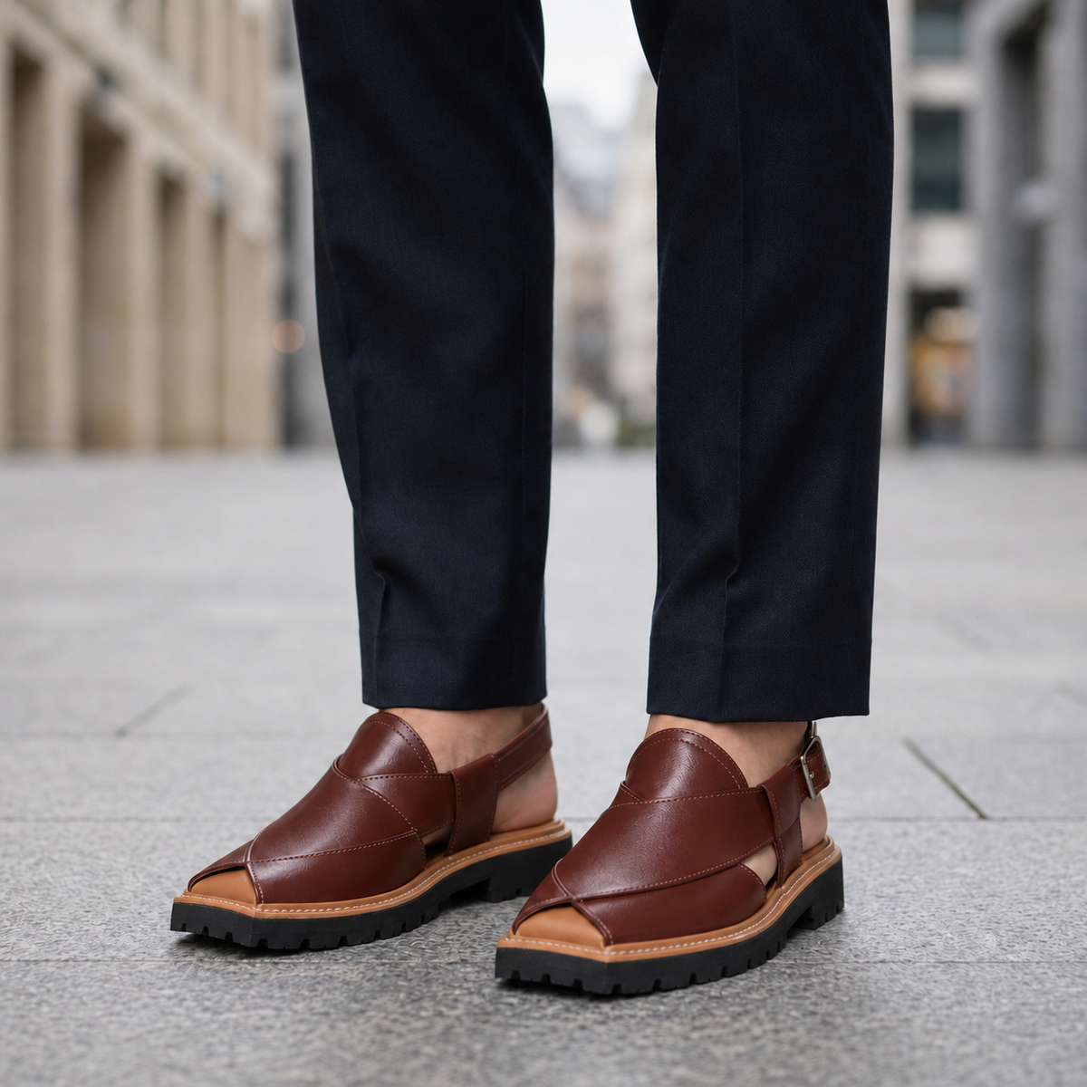 Ceret Rugged Leather Peshawari Sandals