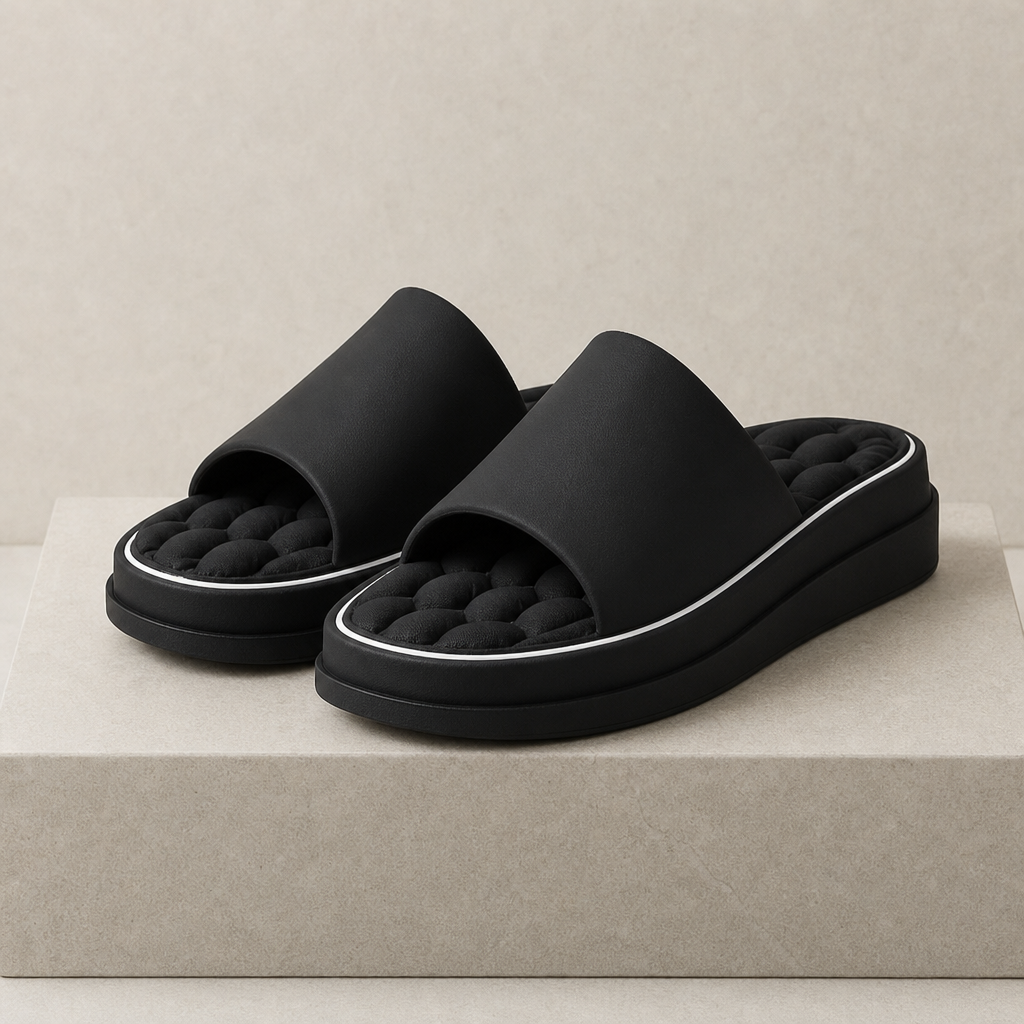 Alberobello Cushioned Platform Slides in Black