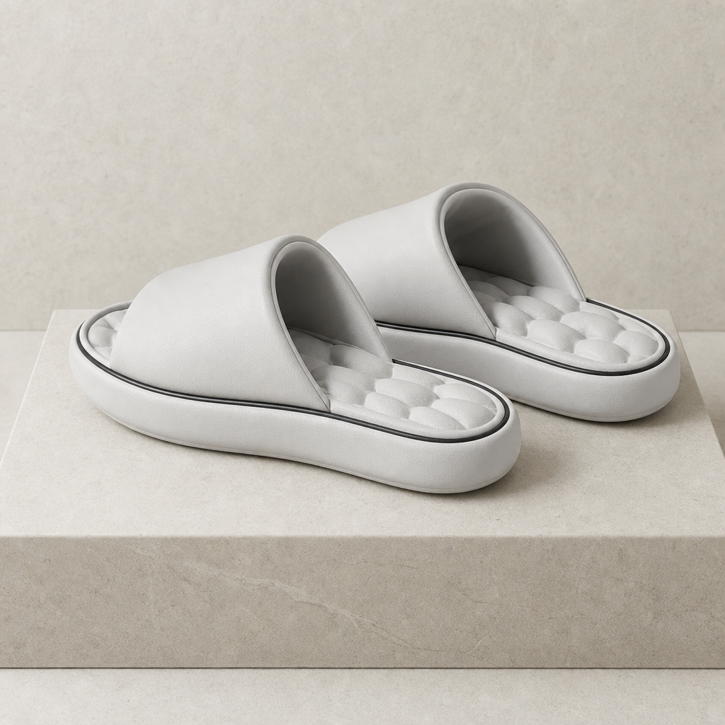 Alberobello Cushioned Platform Slides in Light Gray