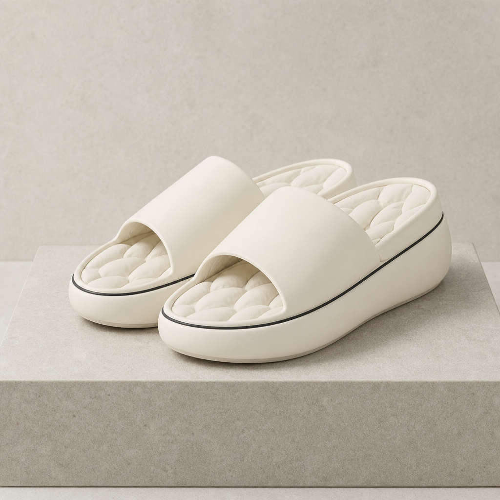 Alberobello Cushioned Platform Slides in Beige