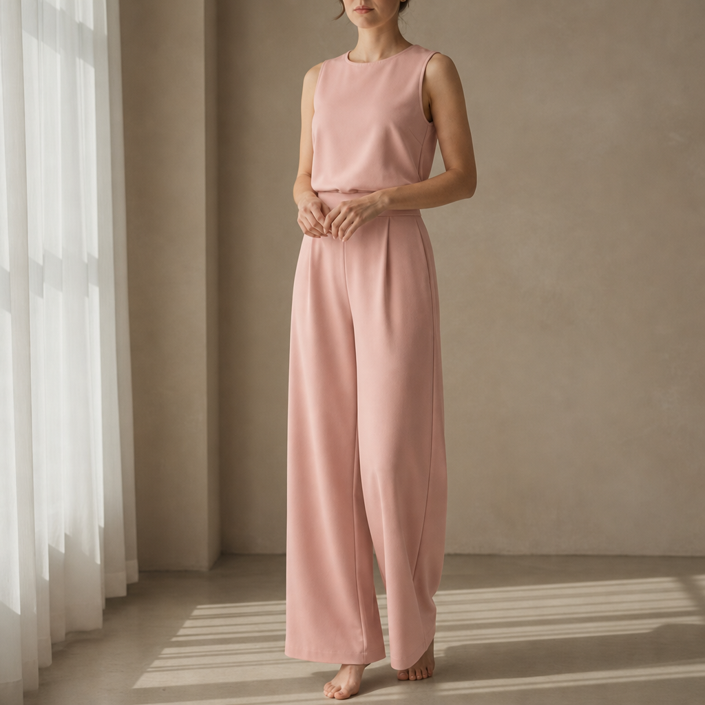 Alberobello Sleeveless Wide Leg Jumpsuit in Pink