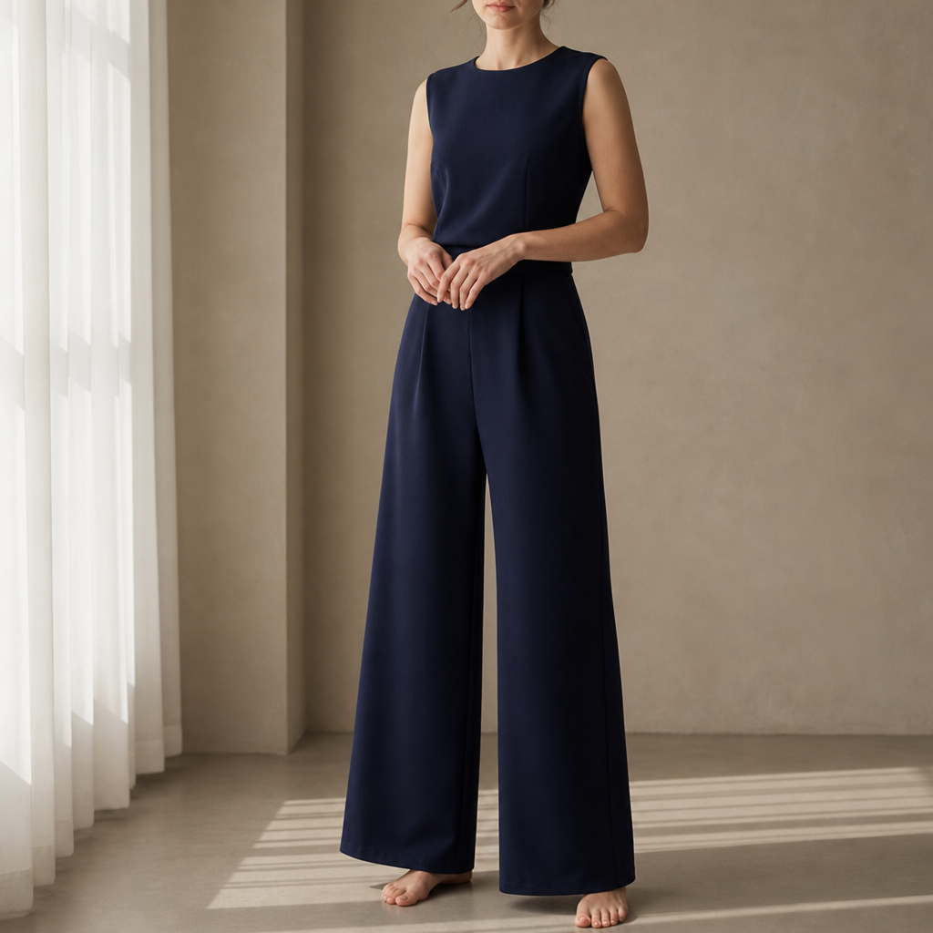 Alberobello Sleeveless Wide Leg Jumpsuit in Navy