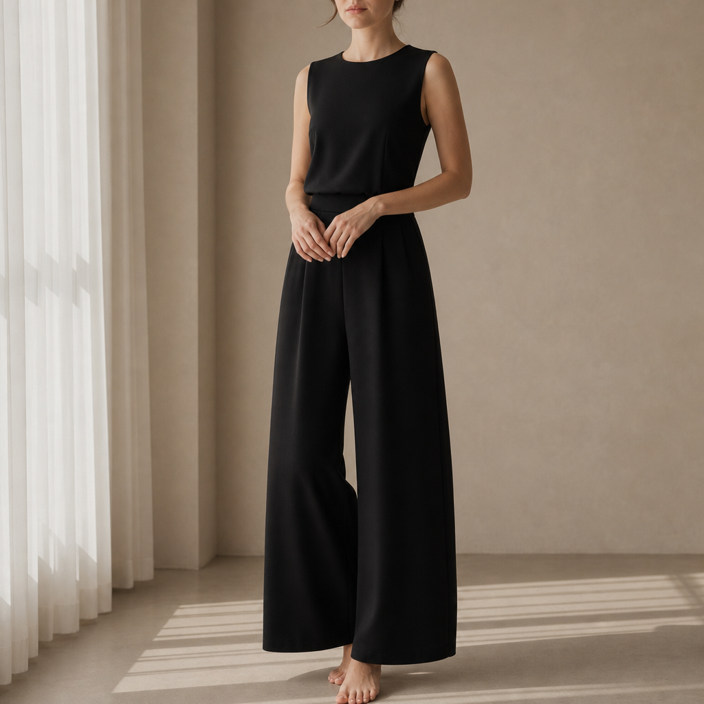 Alberobello Sleeveless Wide Leg Jumpsuit in Black
