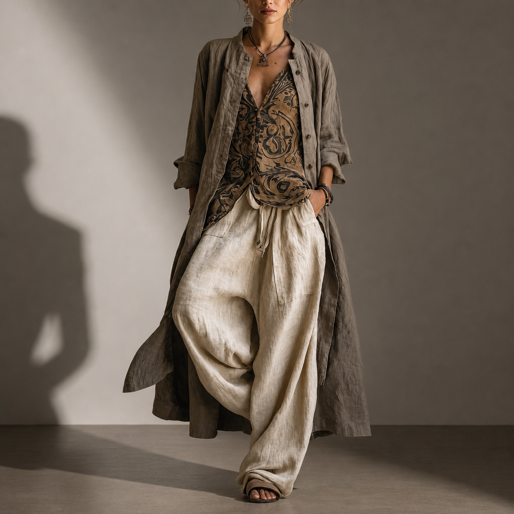 Albufeira Boho Linen 3-Piece Set in Natural