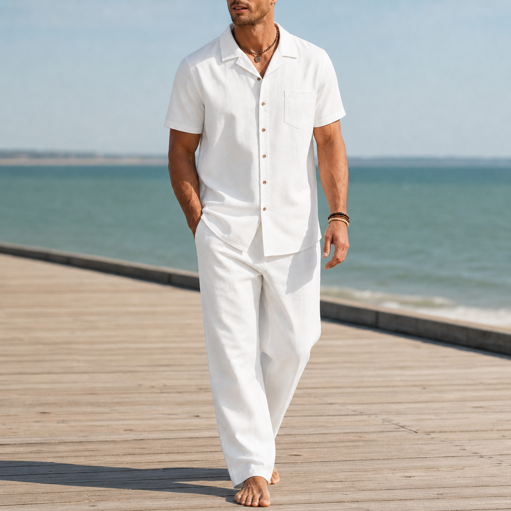Altea Linen Blend Matching Set in White