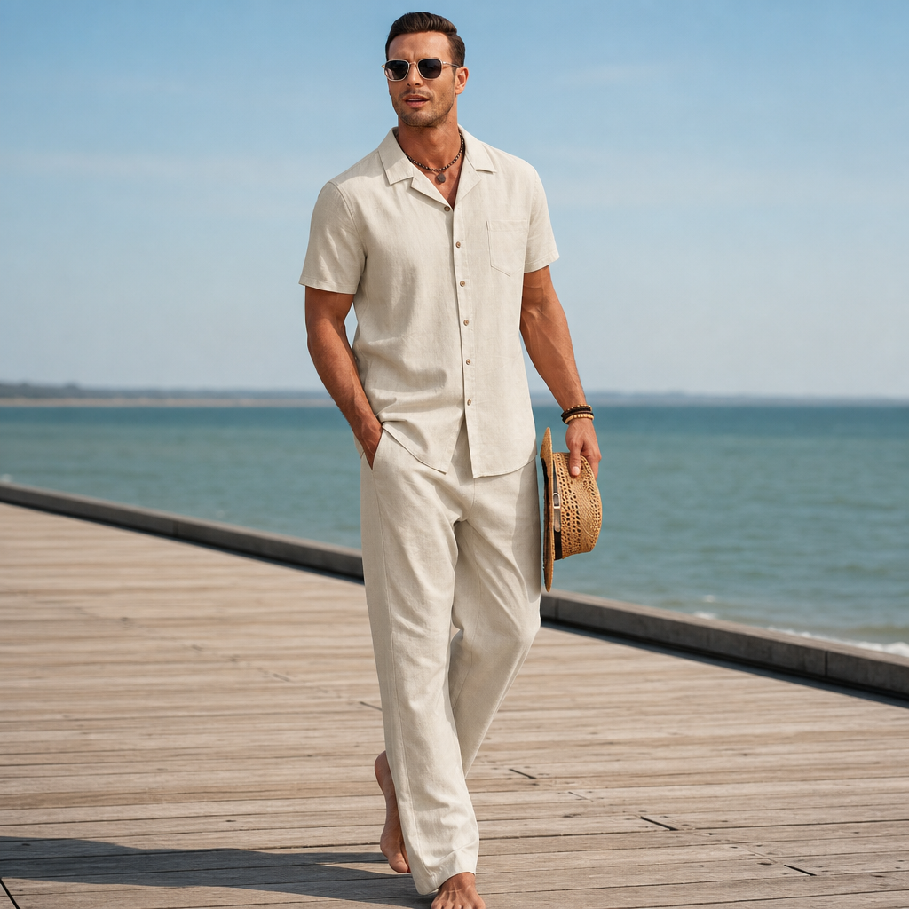 Altea Linen Blend Matching Set in Khaki