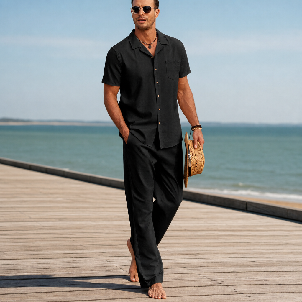 Altea Linen Blend Matching Set in Black
