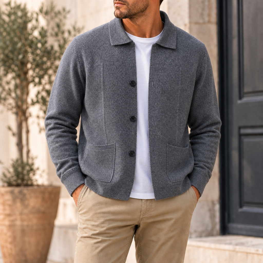 Amarante Cashmere Knit Cardigan in Gray
