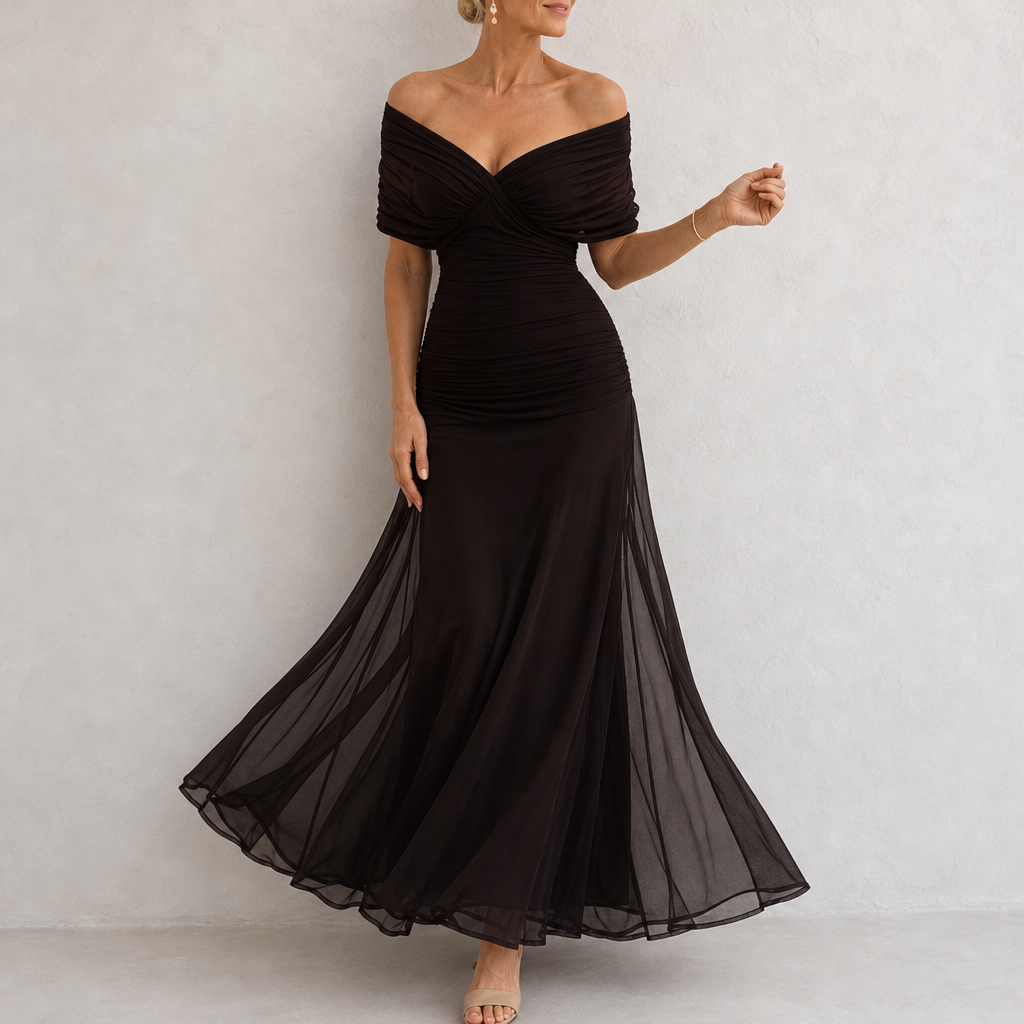 Amorgos Chiffon Wrap Maxi Dress in Brown