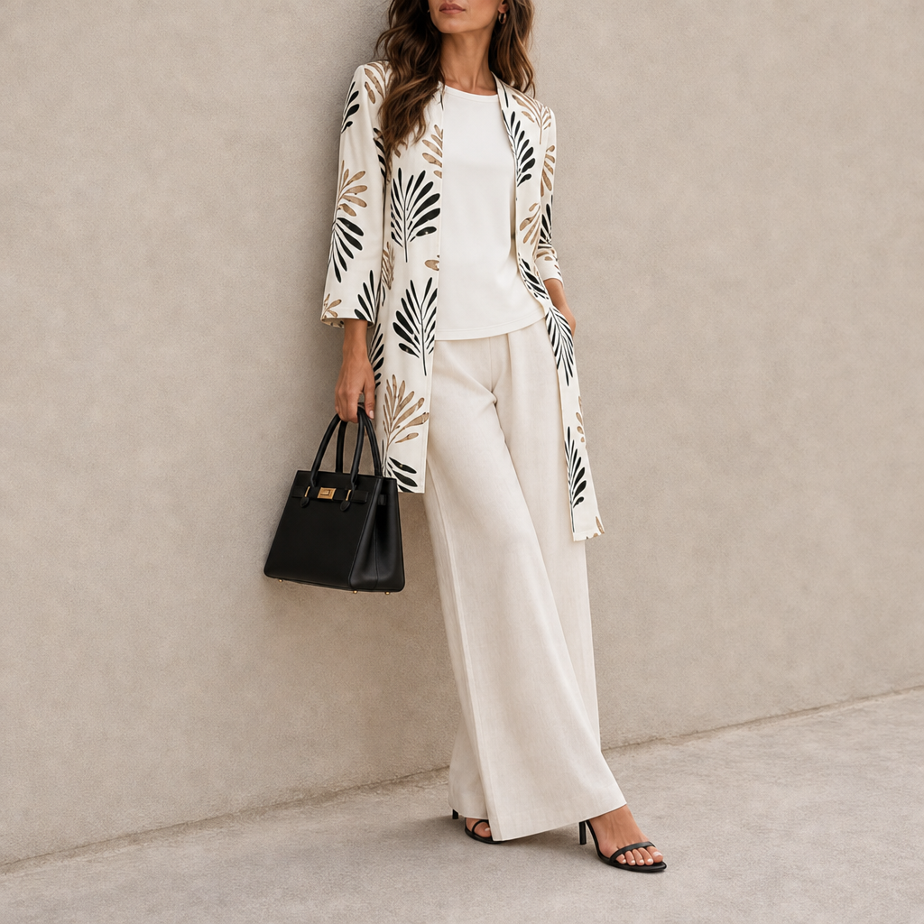 Apt Printed Three-Piece Set in Ivory Bloom